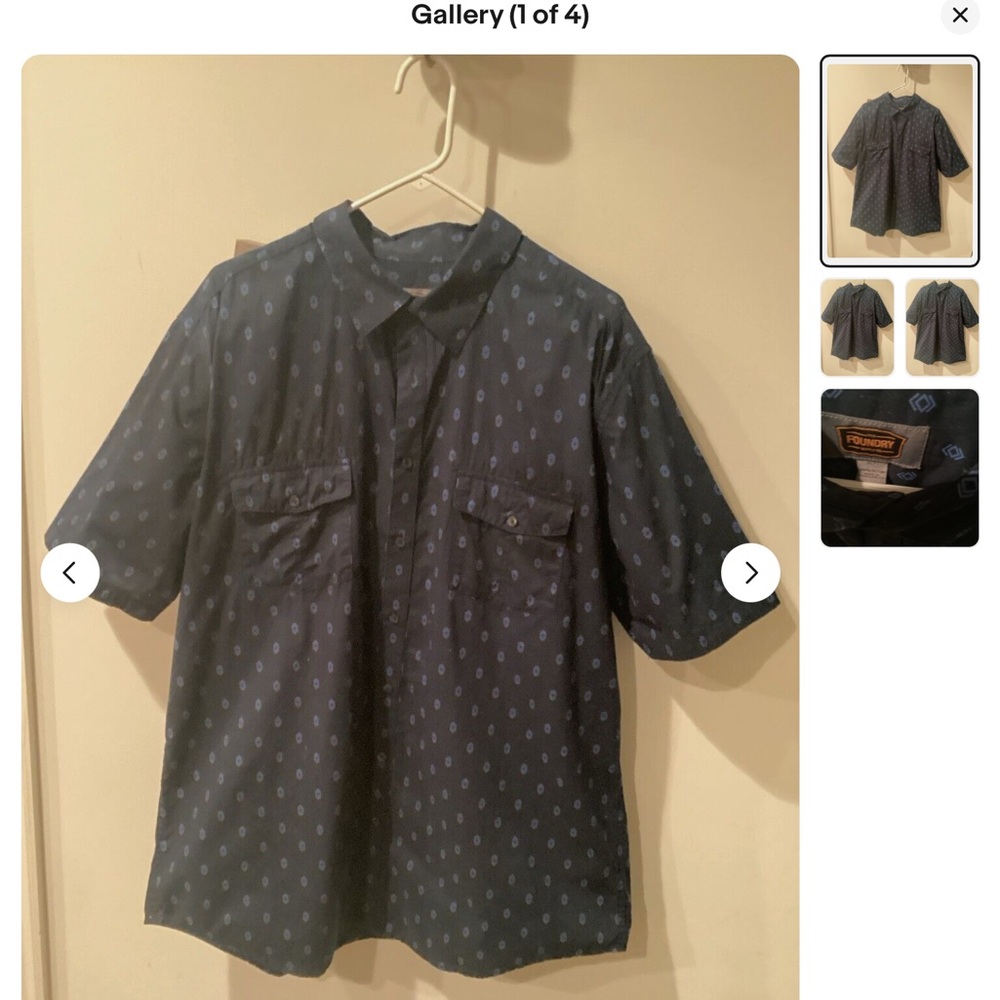 Navy Blue Short Sleeve Button-Up Shirt